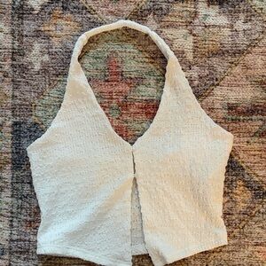 SHEIN Cream Textured Crop Top